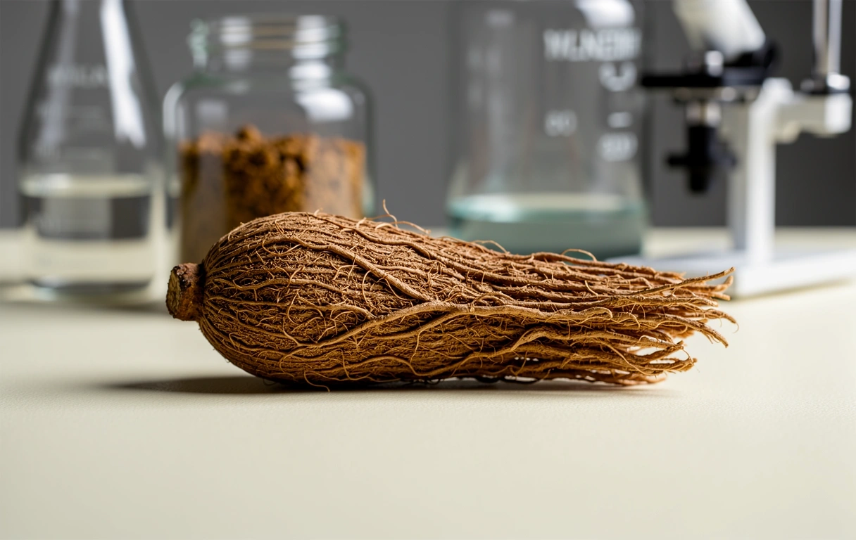 Makro zbliżenie korzenia ashwagandhy